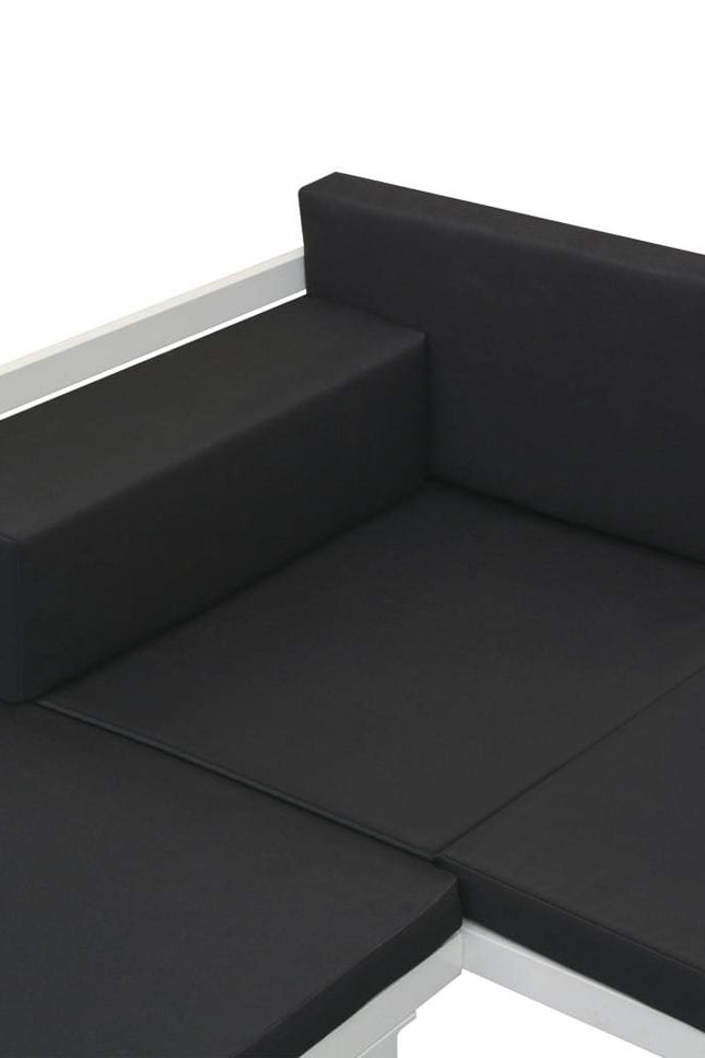 4 Piece Patio Lounge Set With Cushions Aluminium Black-vidaXL-Urbanheer