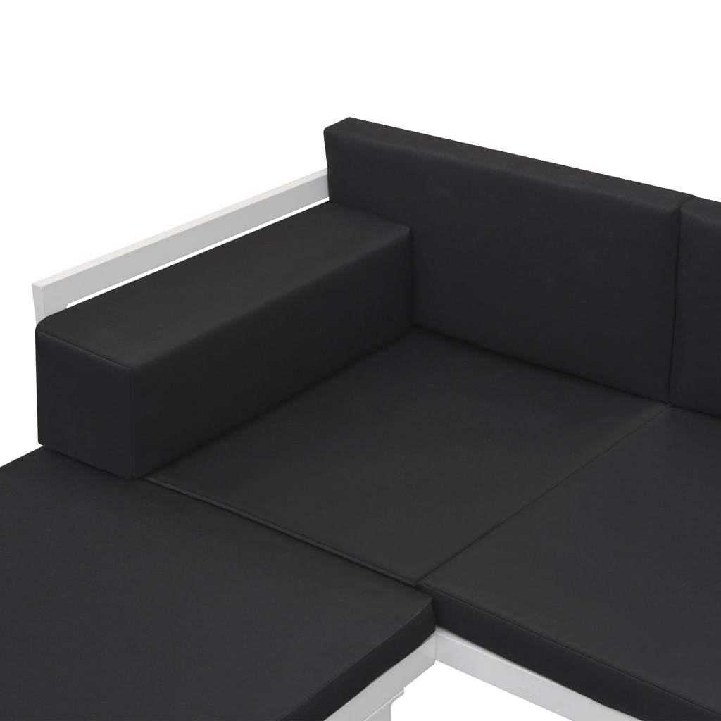 4 Piece Patio Lounge Set With Cushions Aluminium Black-vidaXL-Urbanheer