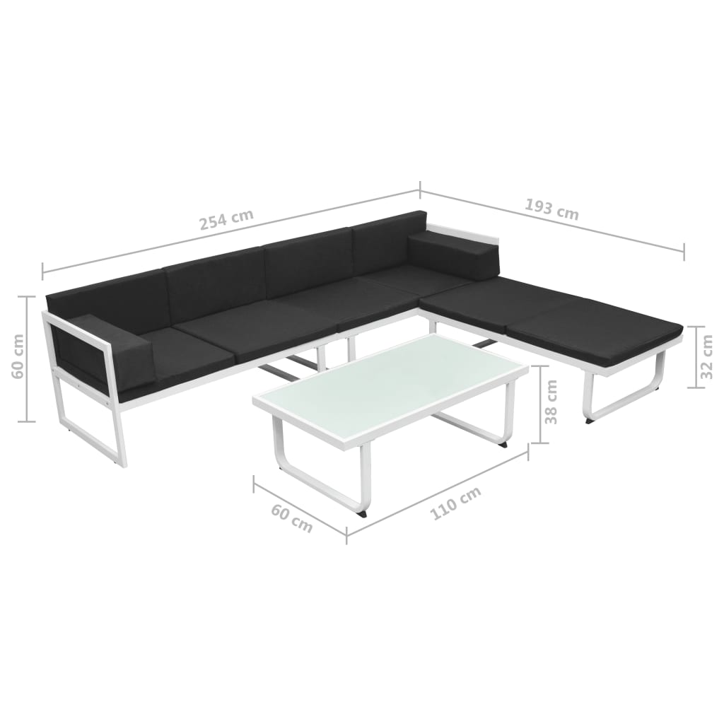 4 Piece Patio Lounge Set With Cushions Aluminium Black-vidaXL-Urbanheer