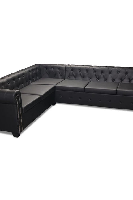 Chesterfield Corner Sofa 6-Seater Faux Leather Longue Multi Colors-vidaXL-White-Urbanheer
