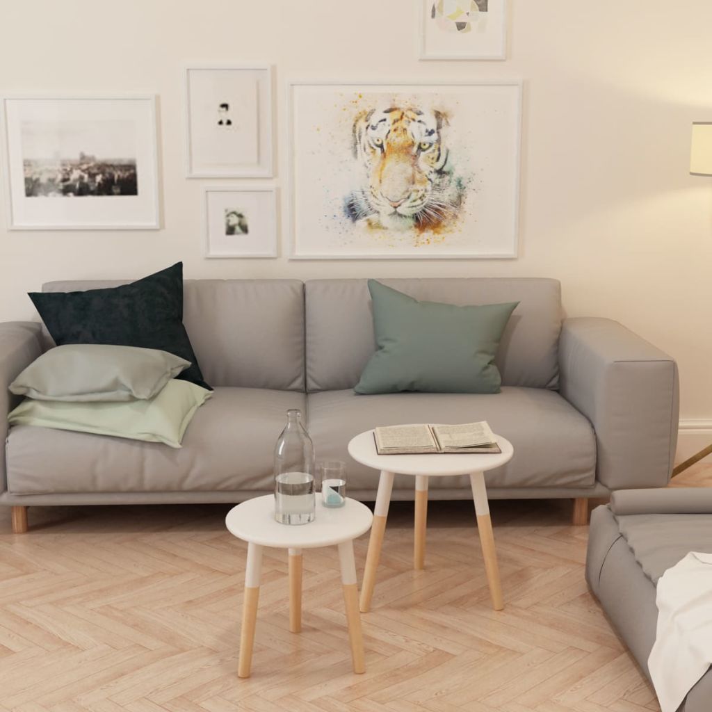 2X Solid Pinewood Side Tables Wooden Coffee Sofa Tables Multi Colors-vidaXL-White-Urbanheer