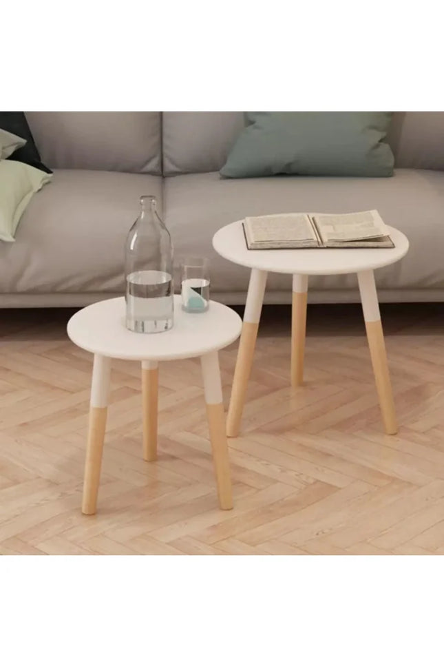2X Solid Pinewood Side Tables Wooden Coffee Sofa Tables Multi Colors-vidaXL-White-Urbanheer