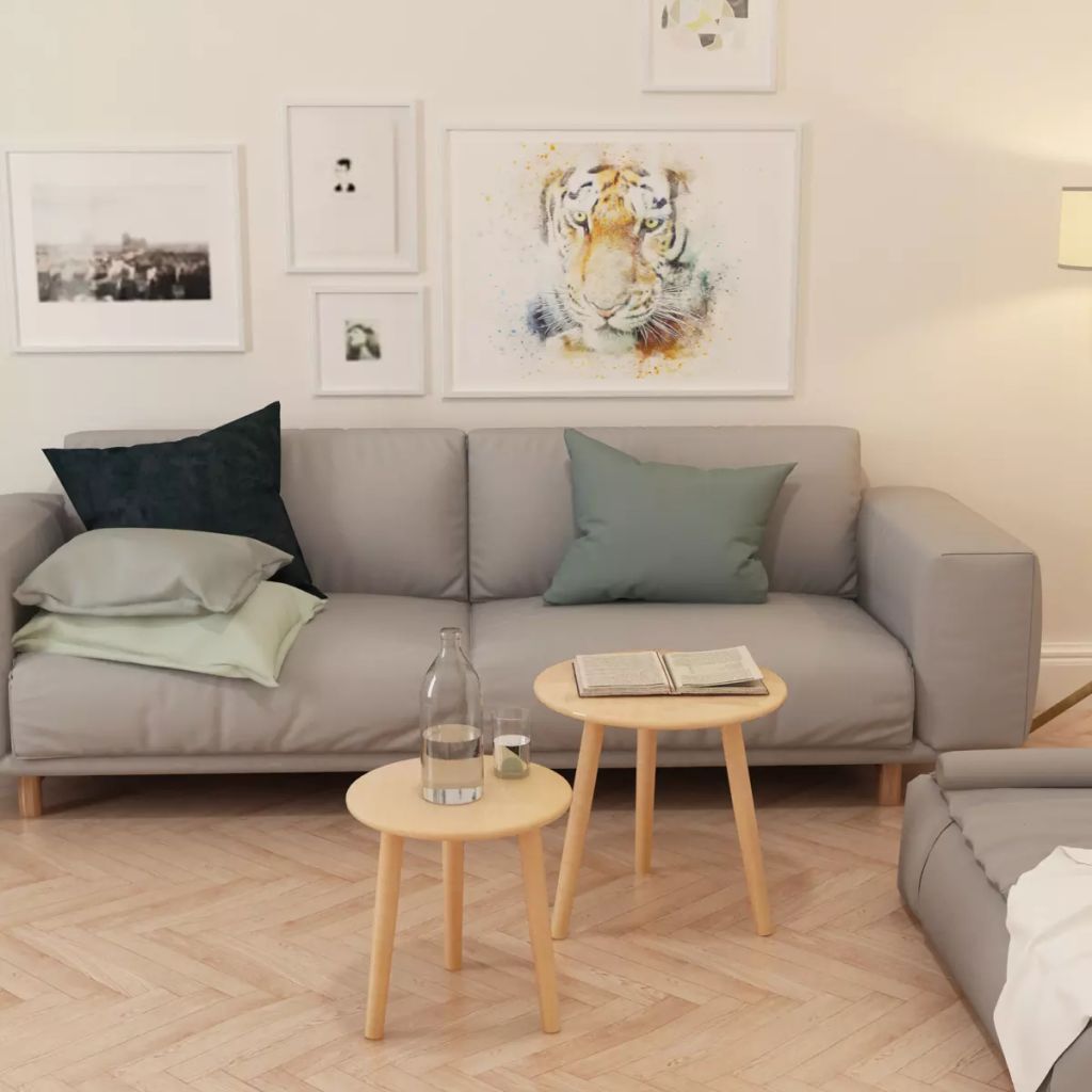 2X Solid Pinewood Side Tables Wooden Coffee Sofa Tables Multi Colors-vidaXL-White-Urbanheer