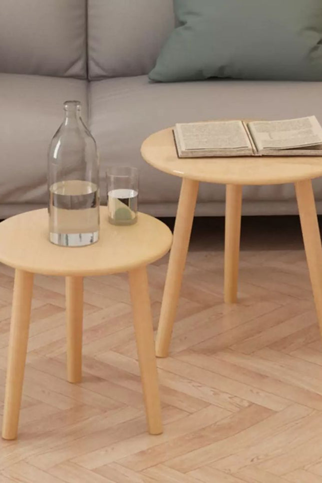2X Solid Pinewood Side Tables Wooden Coffee Sofa Tables Multi Colors-vidaXL-Brown-Urbanheer