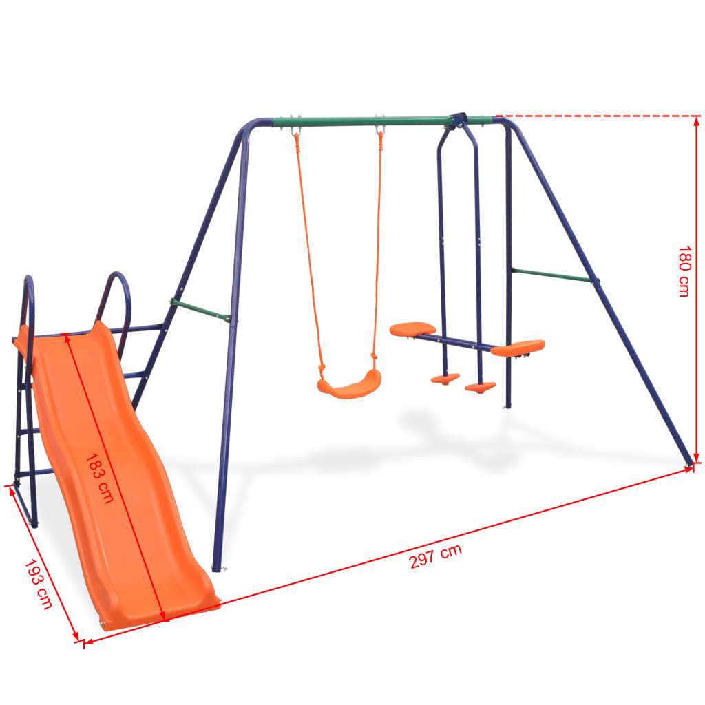 Vidaxl Swing Set With Slide And 3 Seats Orange-Toys & Games > Outdoor Play Equipment > Swing Sets & Playsets-vidaXL-Urbanheer