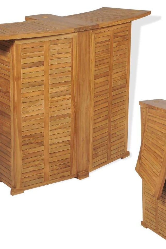 vidaXL 3 Piece Bistro Set with Folding Chairs Solid Teak Wood-4