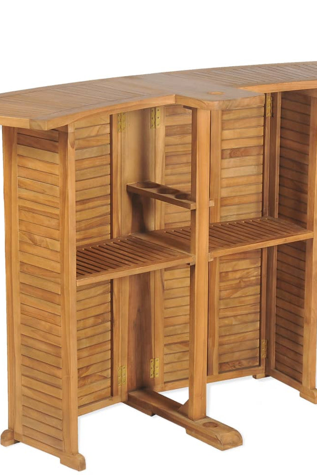 vidaXL 3 Piece Bistro Set with Folding Chairs Solid Teak Wood-9