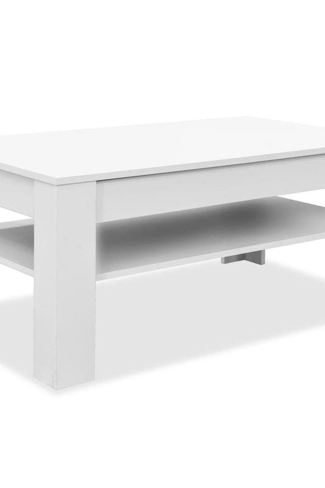 Coffee Table Chipboard Shelf End Side Couch Living Room Table Oak/White-vidaXL-White-Urbanheer