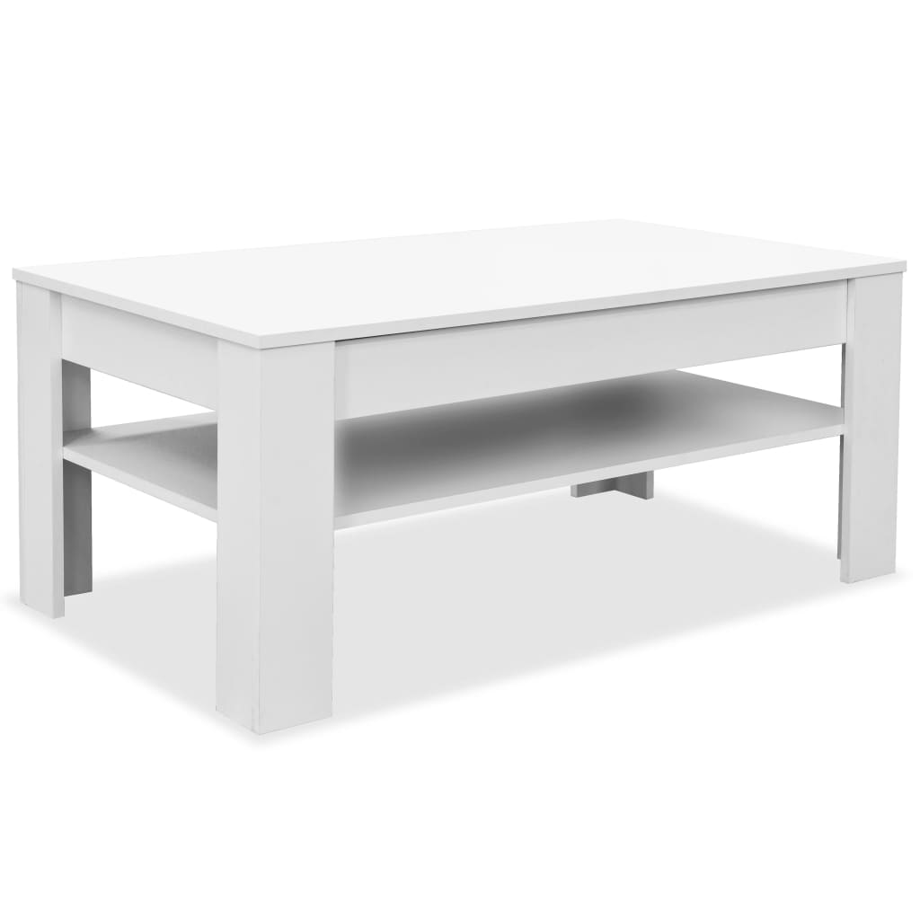 Coffee Table Chipboard Shelf End Side Couch Living Room Table Oak/White-vidaXL-White-Urbanheer