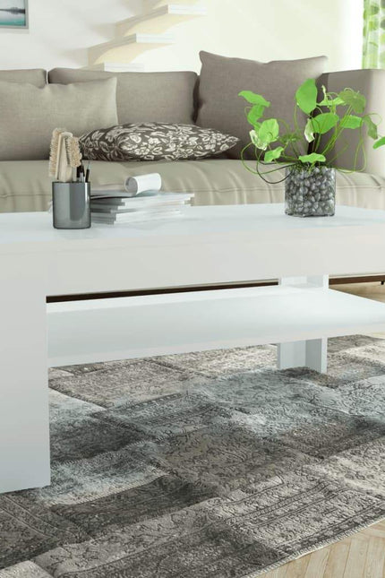 Coffee Table Chipboard Shelf End Side Couch Living Room Table Oak/White-vidaXL-White-Urbanheer