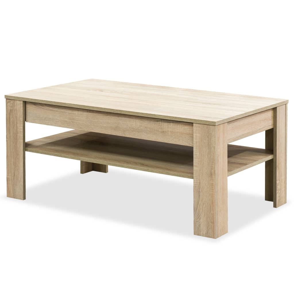 Coffee Table Chipboard Shelf End Side Couch Living Room Table Oak/White-vidaXL-White-Urbanheer