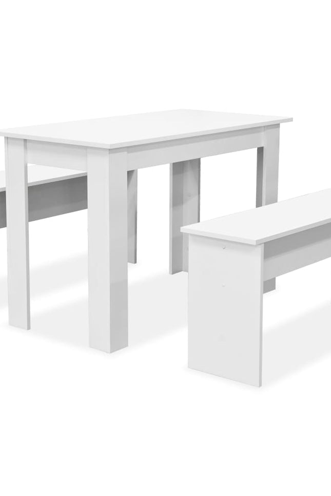 Dining Table And Benches 3 Pieces Chipboard Dining Room Set Oak/White-vidaXL-Urbanheer