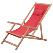 Folding Beach Chair Fabric Wood Frame Outdoor Seat Lounge Multi Colors-vidaXL-Gray-Urbanheer
