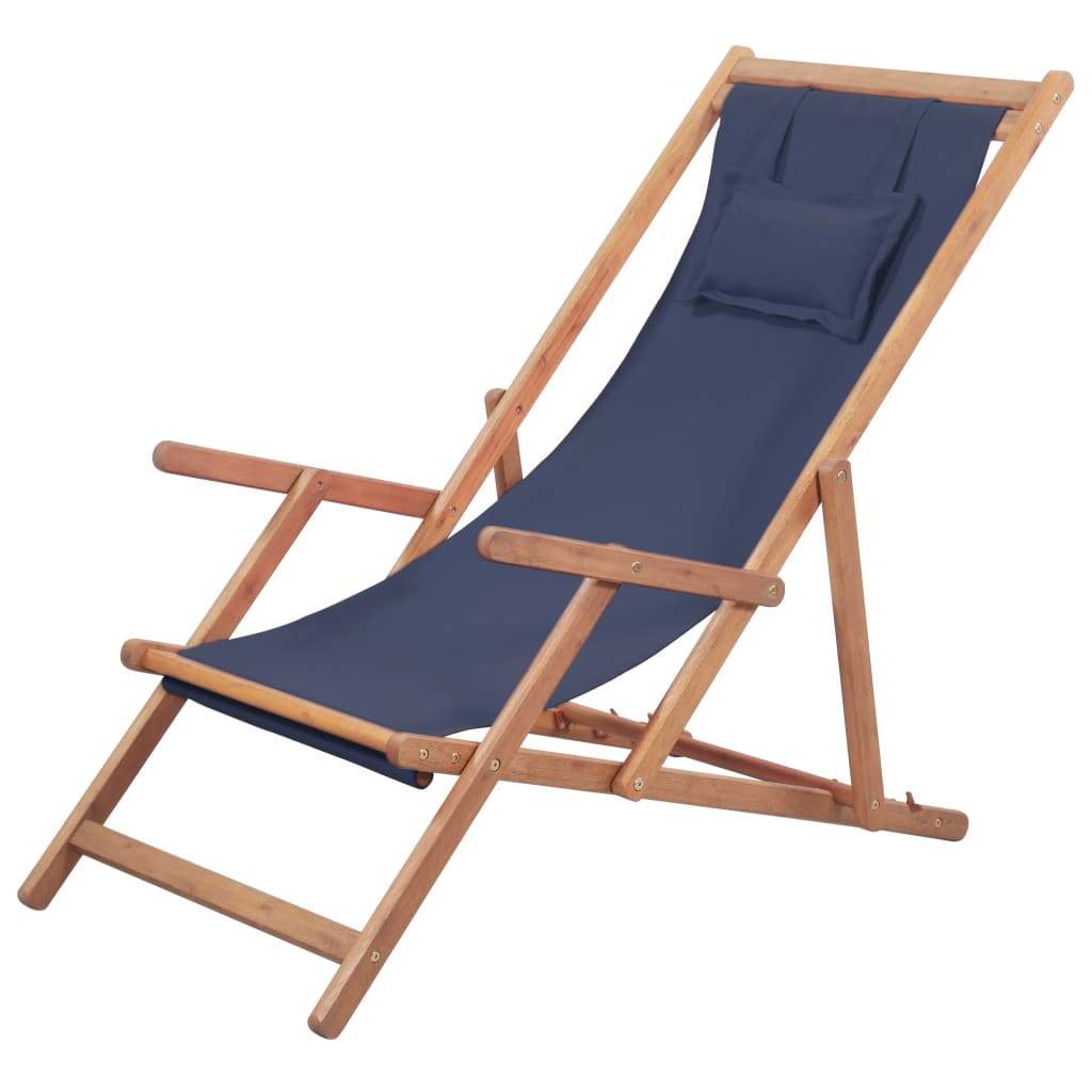 Folding Beach Chair Fabric Wood Frame Outdoor Seat Lounge Multi Colors-vidaXL-Gray-Urbanheer