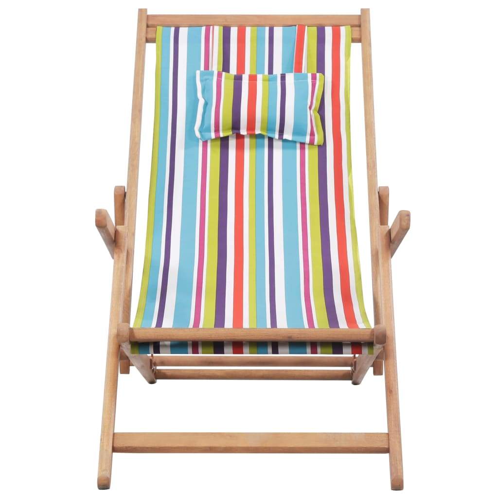 Folding Beach Chair Fabric Wood Frame Outdoor Seat Lounge Multi Colors-vidaXL-Gray-Urbanheer