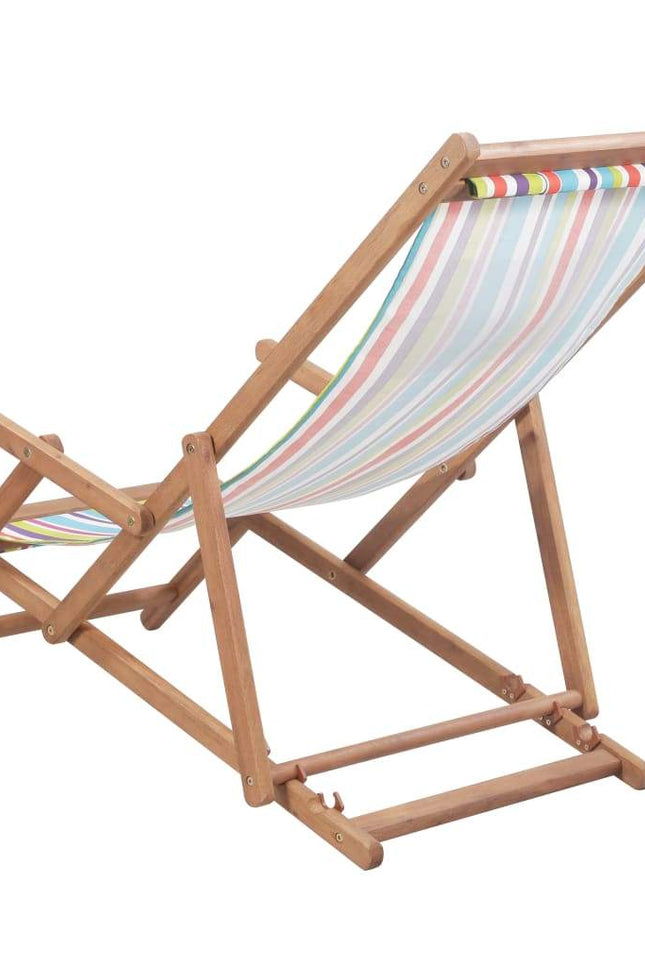 Folding Beach Chair Fabric Wood Frame Outdoor Seat Lounge Multi Colors-vidaXL-Urbanheer