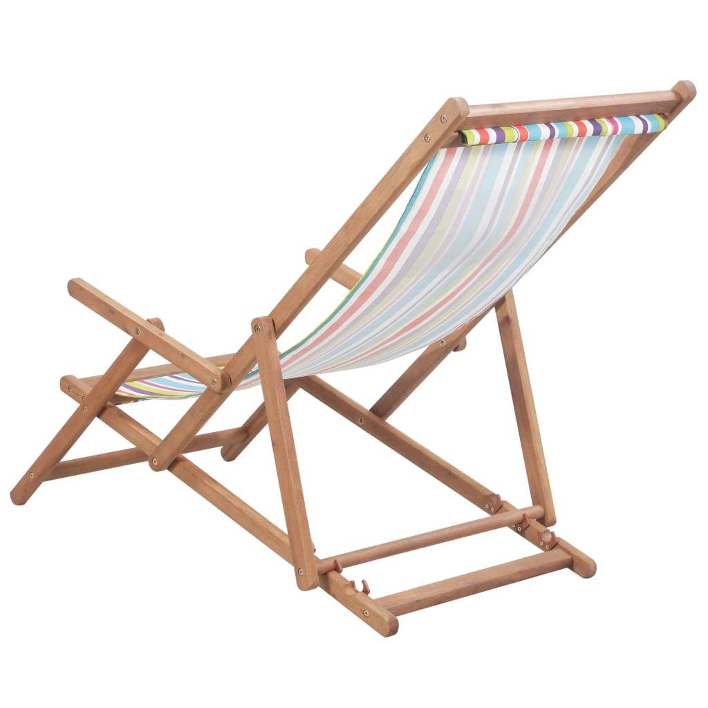 Folding Beach Chair Fabric Wood Frame Outdoor Seat Lounge Multi Colors-vidaXL-Gray-Urbanheer