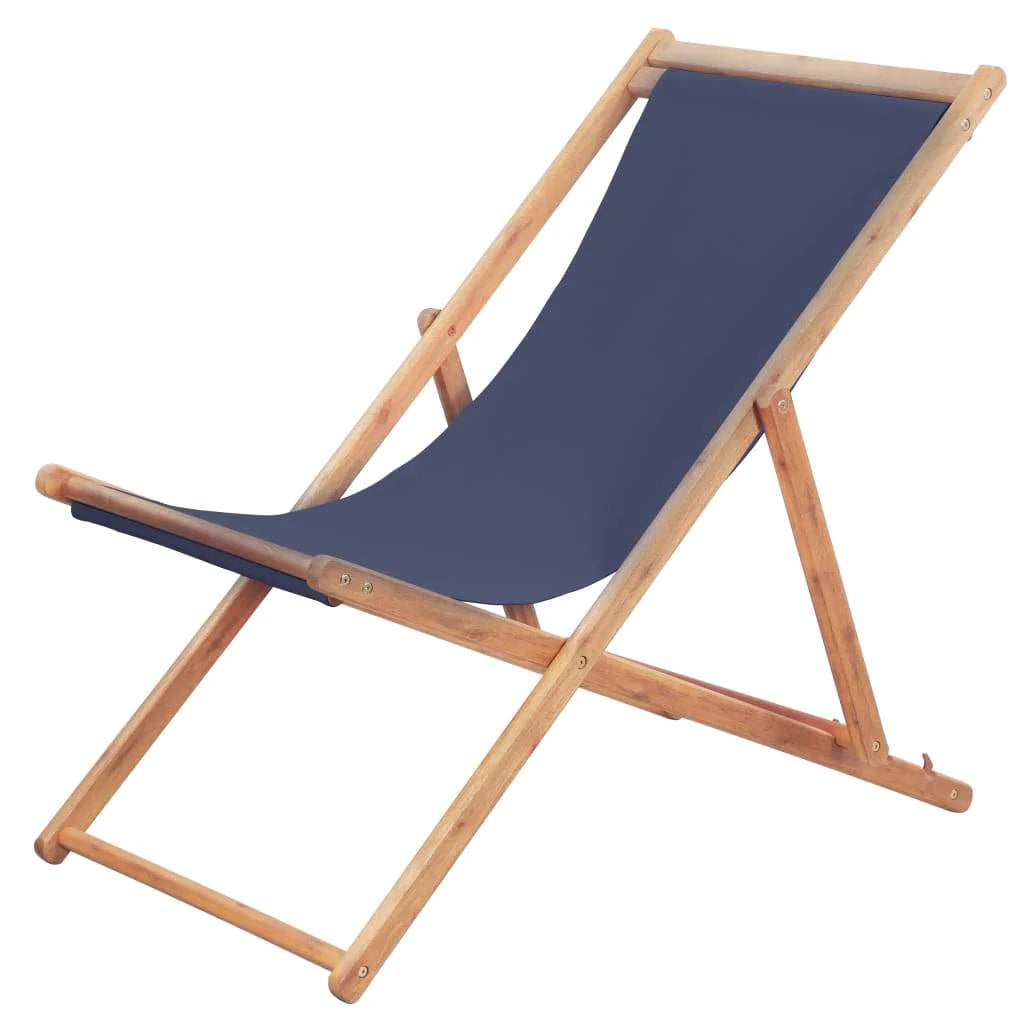 Folding Beach Chair Fabric And Wooden Lounger Seat Outdoor Multi Colors-vidaXL-Red-Urbanheer