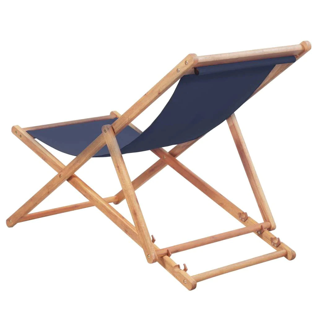 Folding Beach Chair Fabric And Wooden Lounger Seat Outdoor Multi Colors-vidaXL-Red-Urbanheer