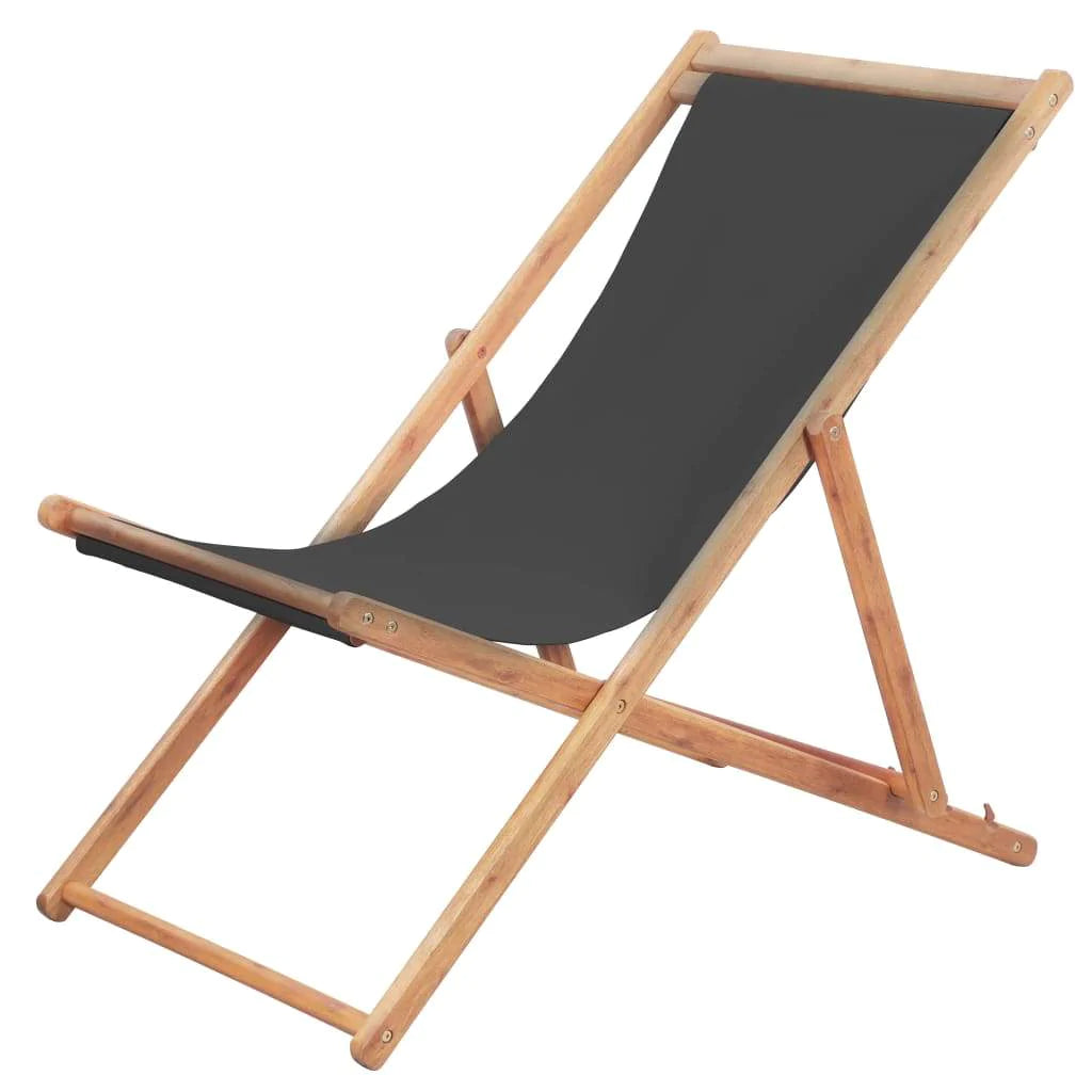 Folding Beach Chair Fabric And Wooden Lounger Seat Outdoor Multi Colors-vidaXL-Red-Urbanheer