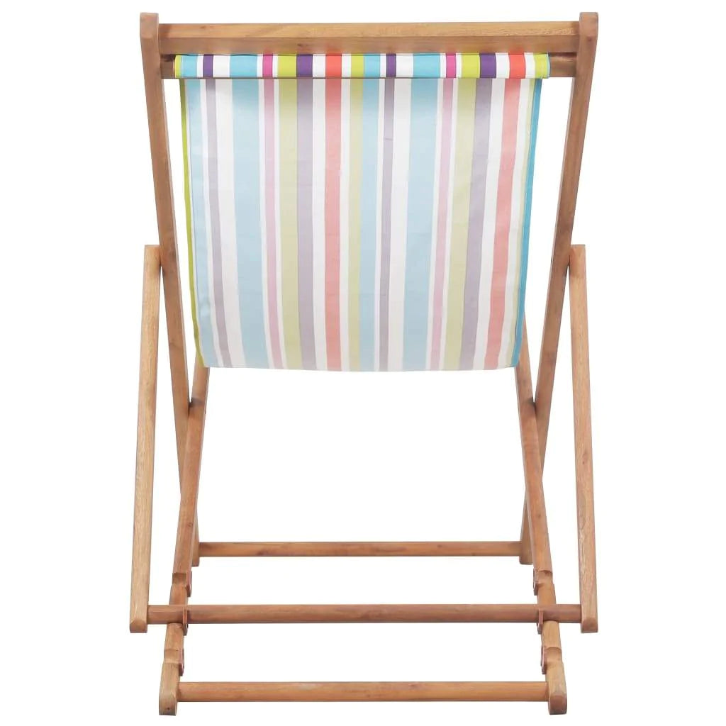 Folding Beach Chair Fabric And Wooden Lounger Seat Outdoor Multi Colors-vidaXL-Red-Urbanheer