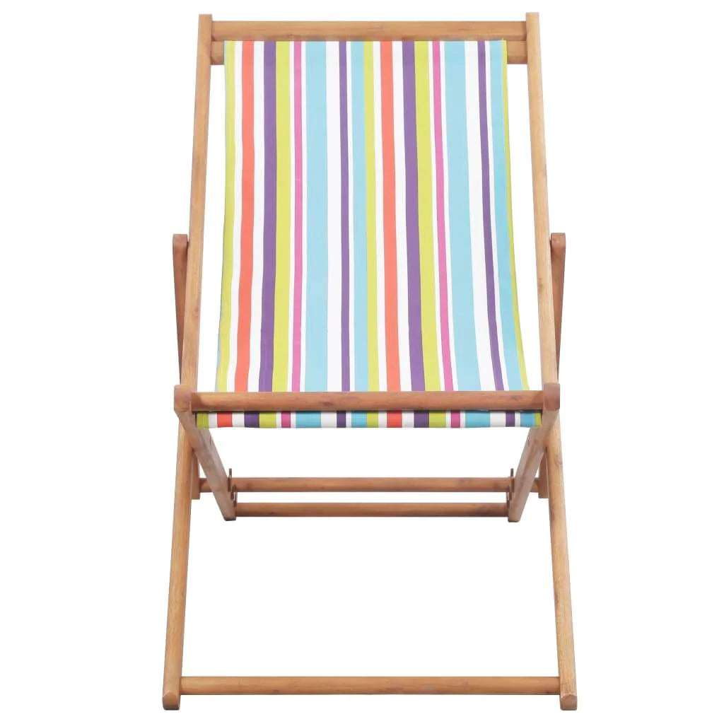 Folding Beach Chair Fabric And Wooden Lounger Seat Outdoor Multi Colors-vidaXL-Red-Urbanheer
