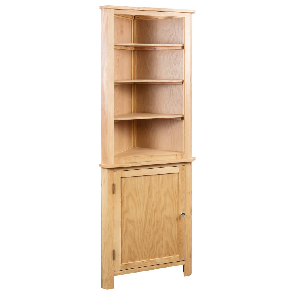 Corner Cabinet Solid Oak Wood Storage Living Room White/Light Wood-vidaXL-Brown-Urbanheer