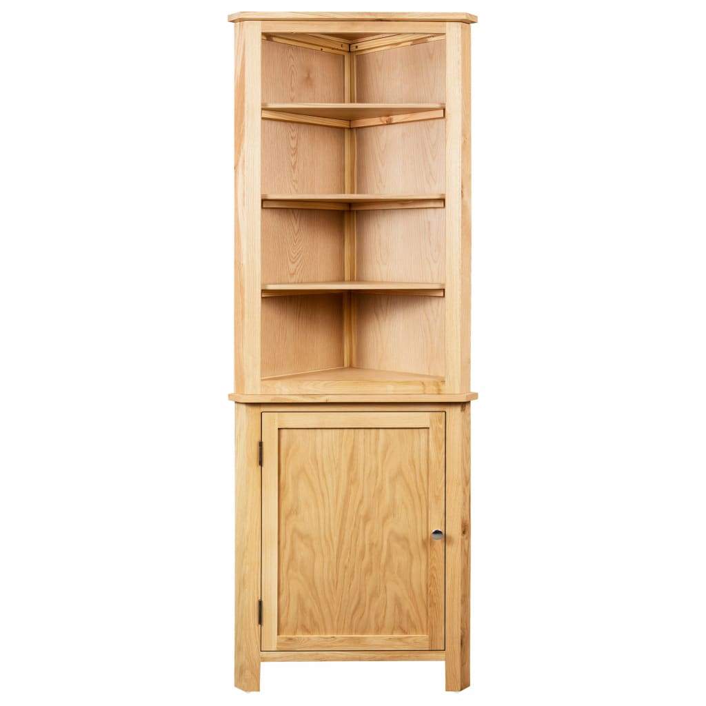 Corner Cabinet Solid Oak Wood Storage Living Room White/Light Wood-vidaXL-Brown-Urbanheer