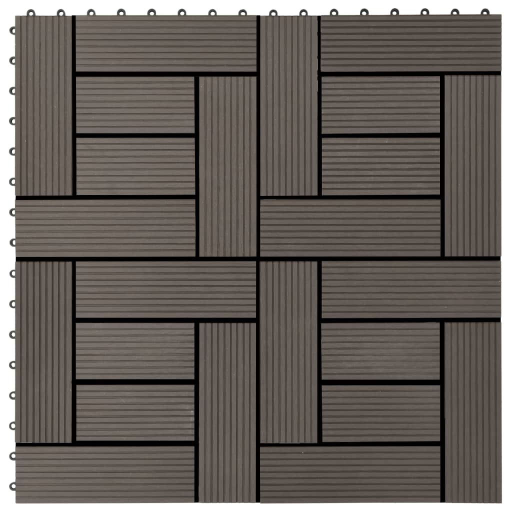11 Pcs Decking Tiles Wpc 11.8" X 11.8" 1 Sqm Dark Brown-vidaXL-Dark brown-11 piece-Urbanheer