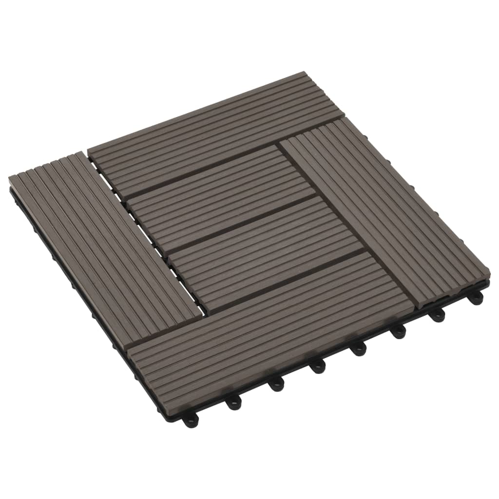 11 Pcs Decking Tiles Wpc 11.8" X 11.8" 1 Sqm Dark Brown-vidaXL-Dark brown-11 piece-Urbanheer