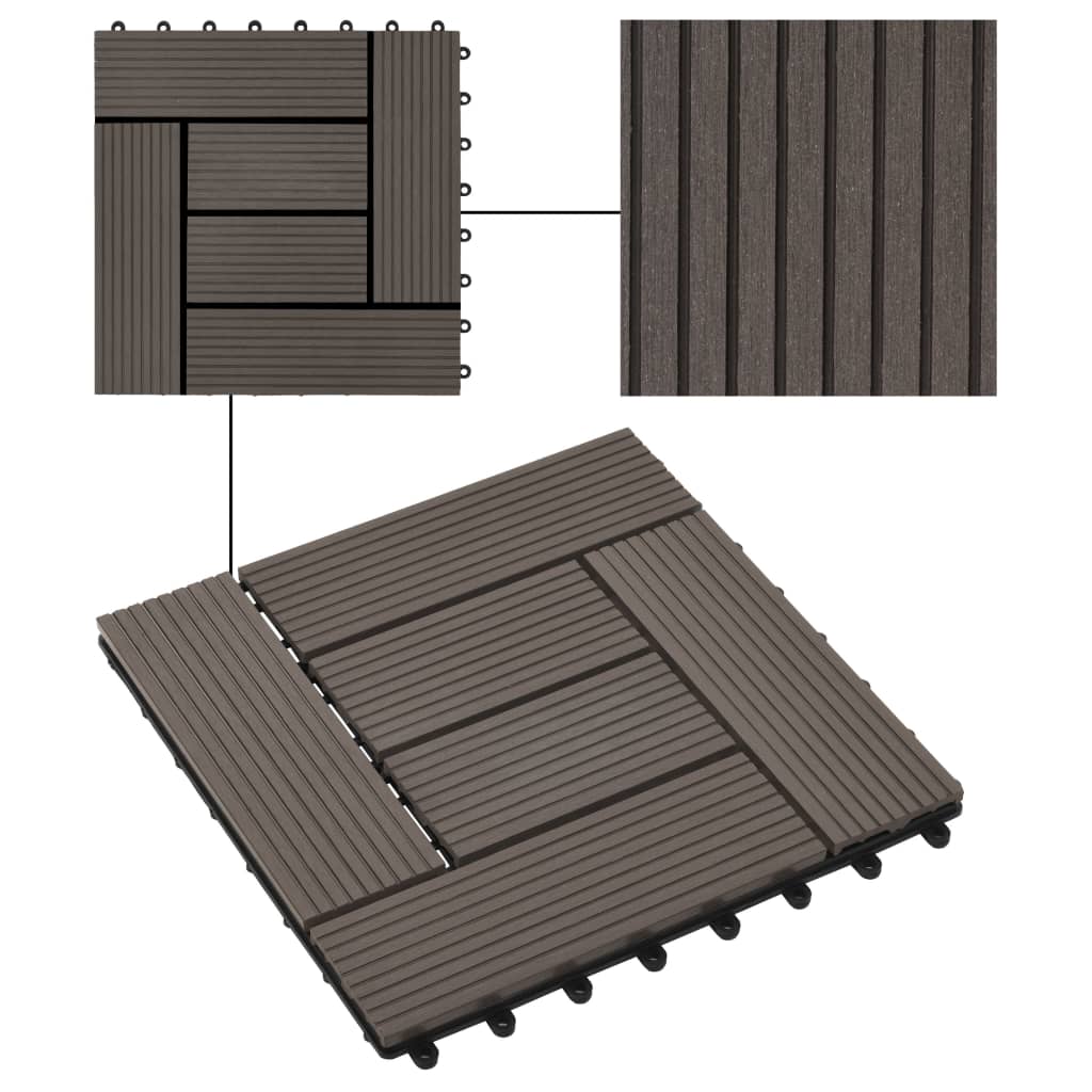11 Pcs Decking Tiles Wpc 11.8" X 11.8" 1 Sqm Dark Brown-vidaXL-Dark brown-11 piece-Urbanheer