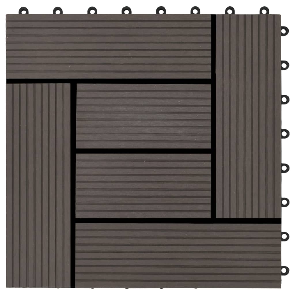 11 Pcs Decking Tiles Wpc 11.8" X 11.8" 1 Sqm Dark Brown-vidaXL-Dark brown-11 piece-Urbanheer