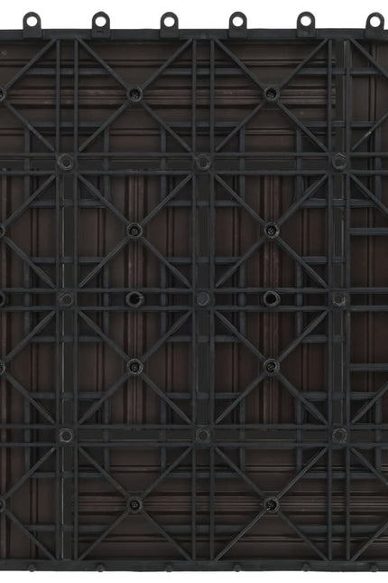 11 Pcs Decking Tiles Wpc 11.8" X 11.8" 1 Sqm Dark Brown