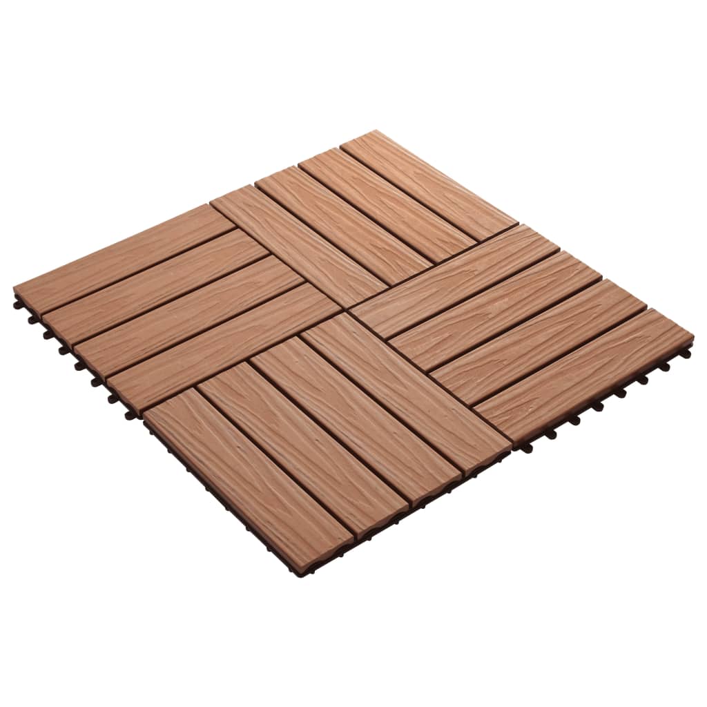 11X Decking Tiles Deep Embossed Wpc 1 Sqm Teak Color Multi Colors-vidaXL-Black-Urbanheer