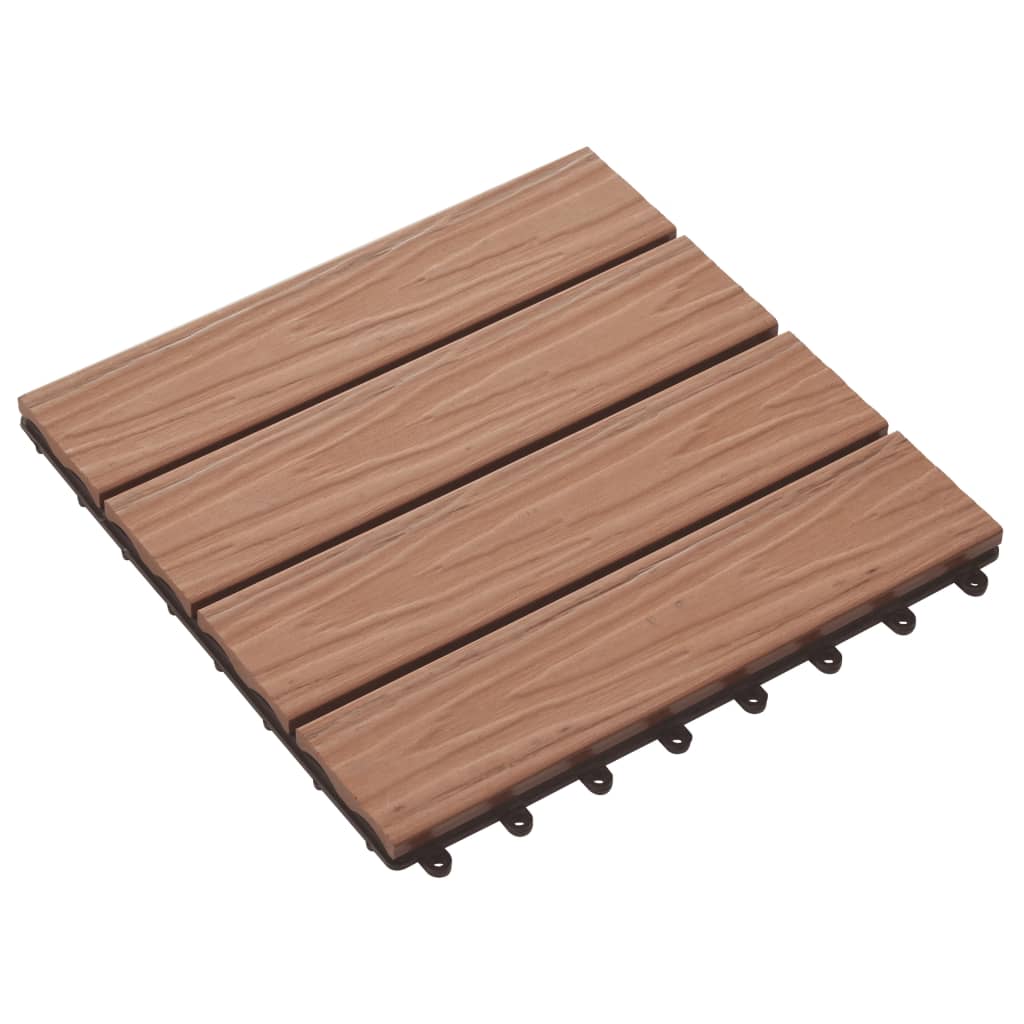 11X Decking Tiles Deep Embossed Wpc 1 Sqm Teak Color Multi Colors-vidaXL-Black-Urbanheer
