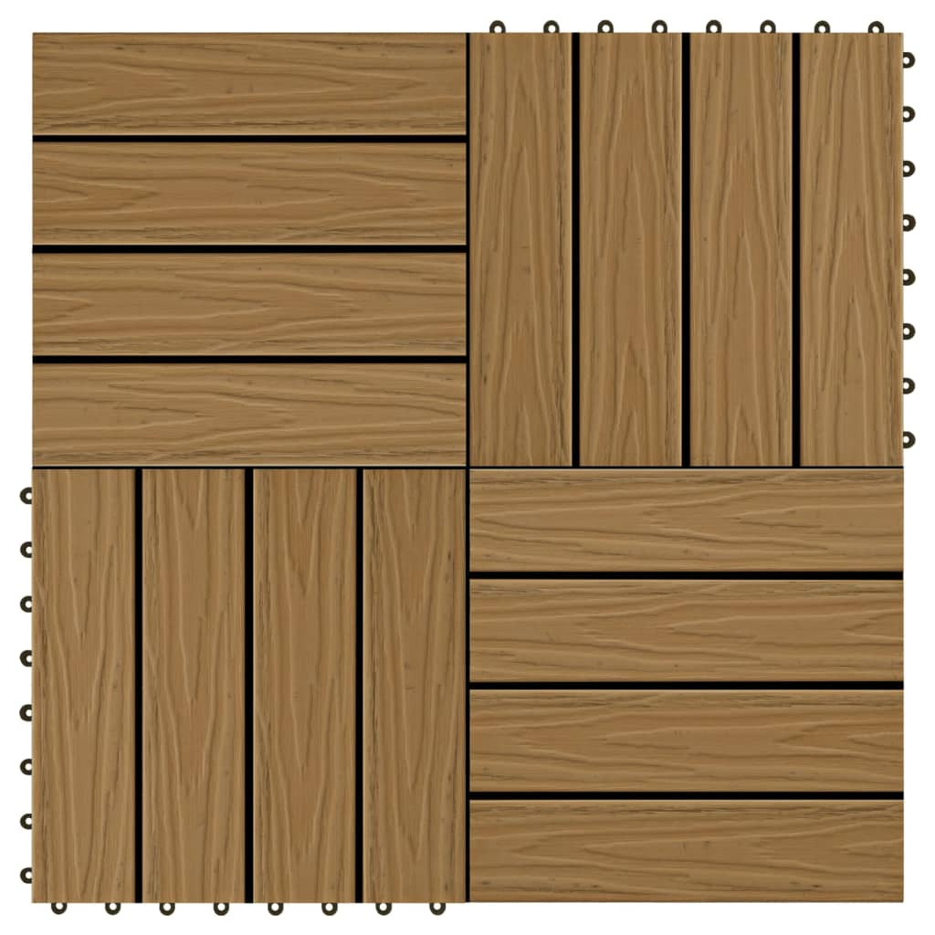 11X Decking Tiles Deep Embossed Wpc 1 Sqm Teak Color Multi Colors-vidaXL-Black-Urbanheer
