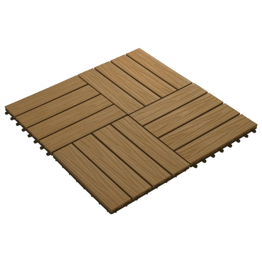 11X Decking Tiles Deep Embossed Wpc 1 Sqm Teak Color Multi Colors-vidaXL-Black-Urbanheer