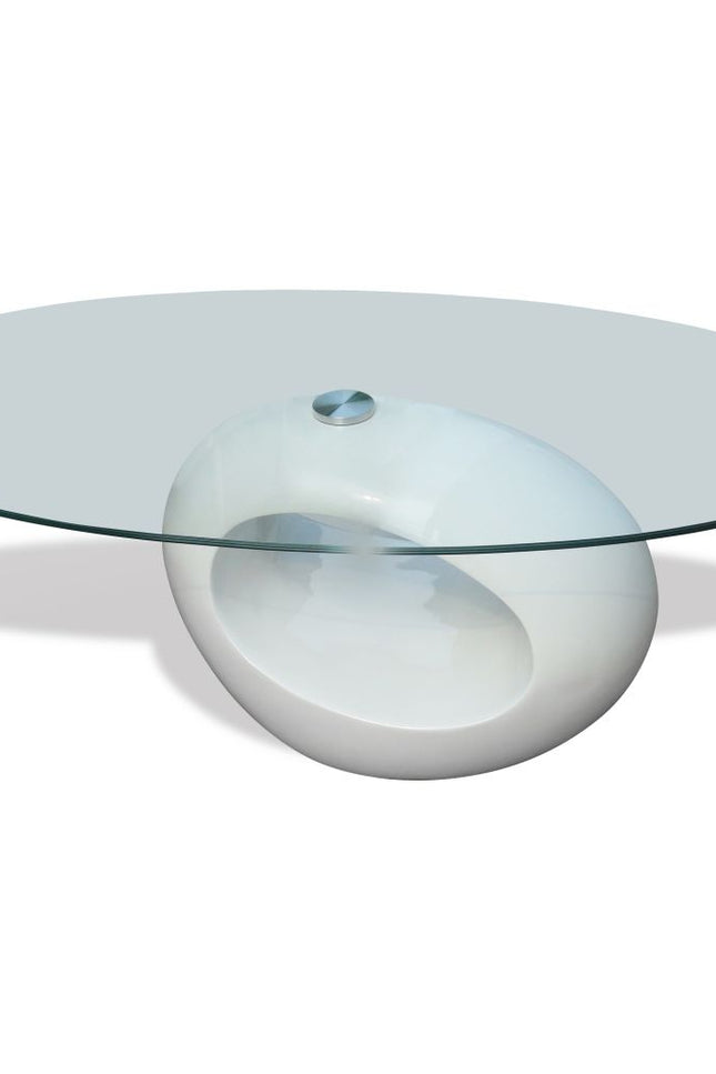 Coffee Table with Oval Glass Top Accent End Side Table Multi Colors-vidaXL-White-Urbanheer