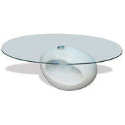 Coffee Table with Oval Glass Top Accent End Side Table Multi Colors-vidaXL-Gray-Urbanheer