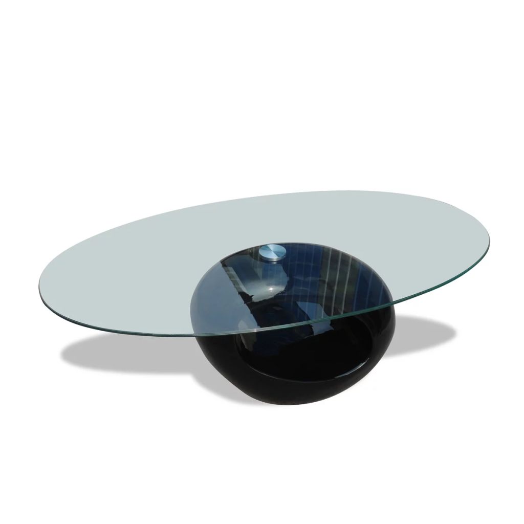 Coffee Table with Oval Glass Top Accent End Side Table Multi Colors-vidaXL-Gray-Urbanheer