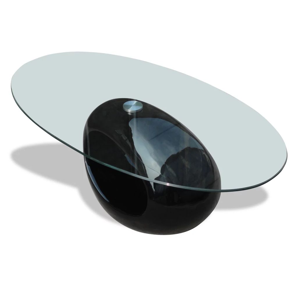 Coffee Table with Oval Glass Top Accent End Side Table Multi Colors-vidaXL-Gray-Urbanheer