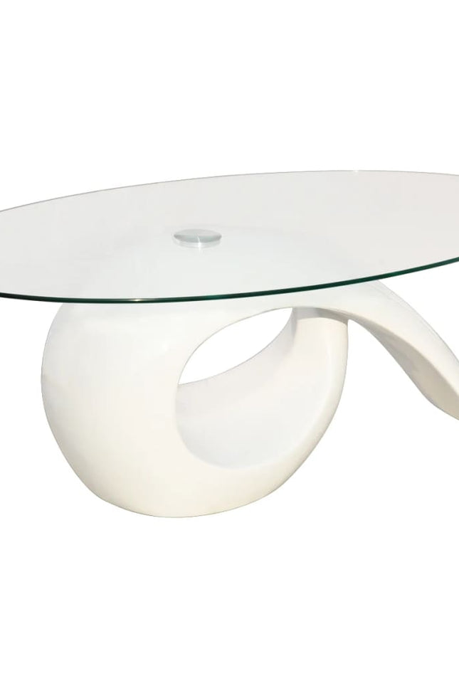 Coffee Table with Oval Glass Top High Gloss Black/High Gloss White-vidaXL-Urbanheer
