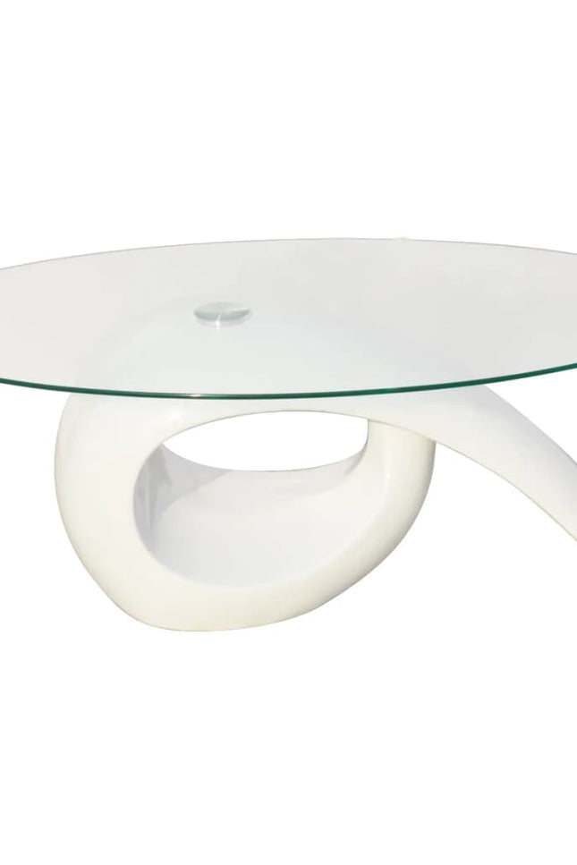 Coffee Table with Oval Glass Top High Gloss Black/High Gloss White-vidaXL-Urbanheer