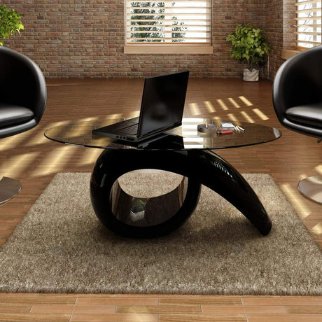 vidaXL Coffee Table with Oval Glass Top High Gloss Black/High Gloss White-1