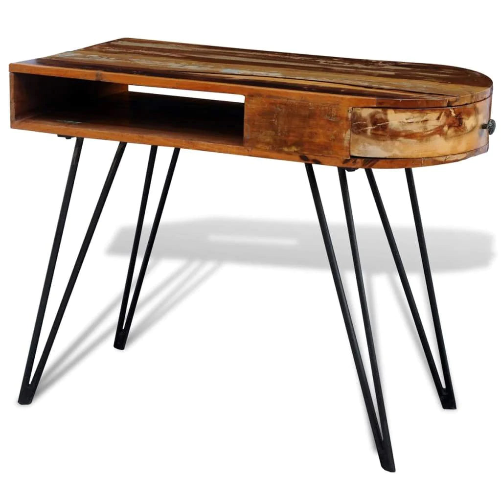 Reclaimed Solid Wood Desk With Iron Pin Legs-vidaXL-Urbanheer