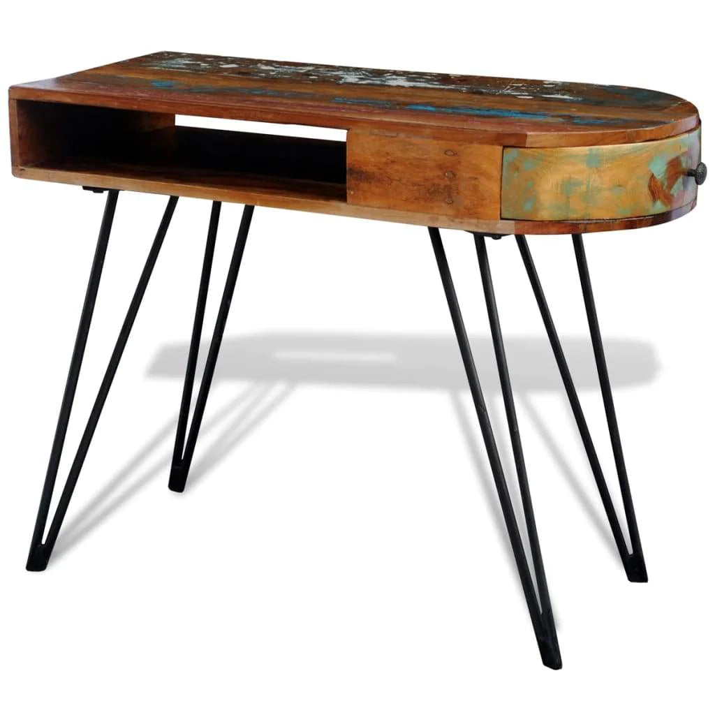 Reclaimed Solid Wood Desk With Iron Pin Legs-vidaXL-Urbanheer