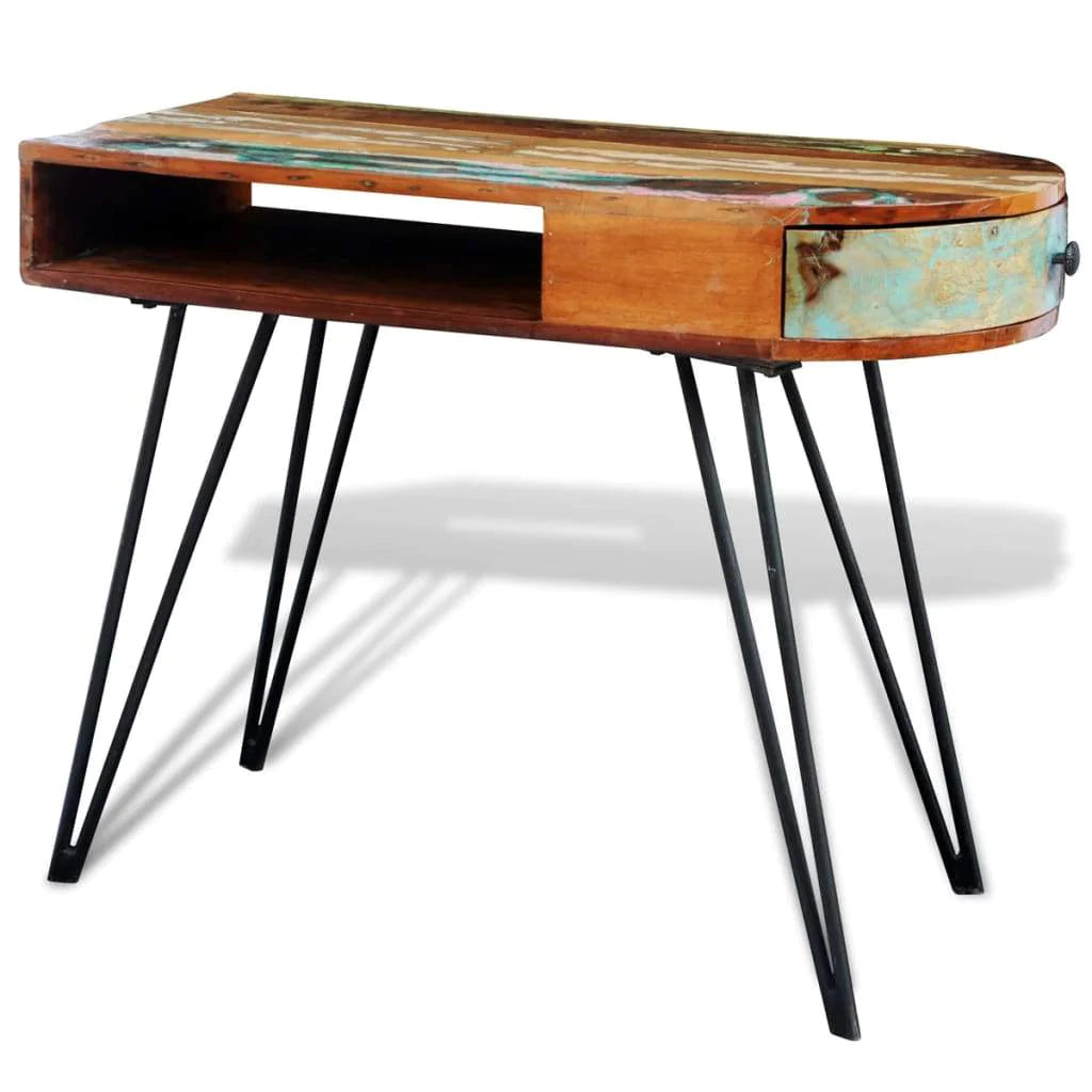 Reclaimed Solid Wood Desk With Iron Pin Legs-vidaXL-Urbanheer