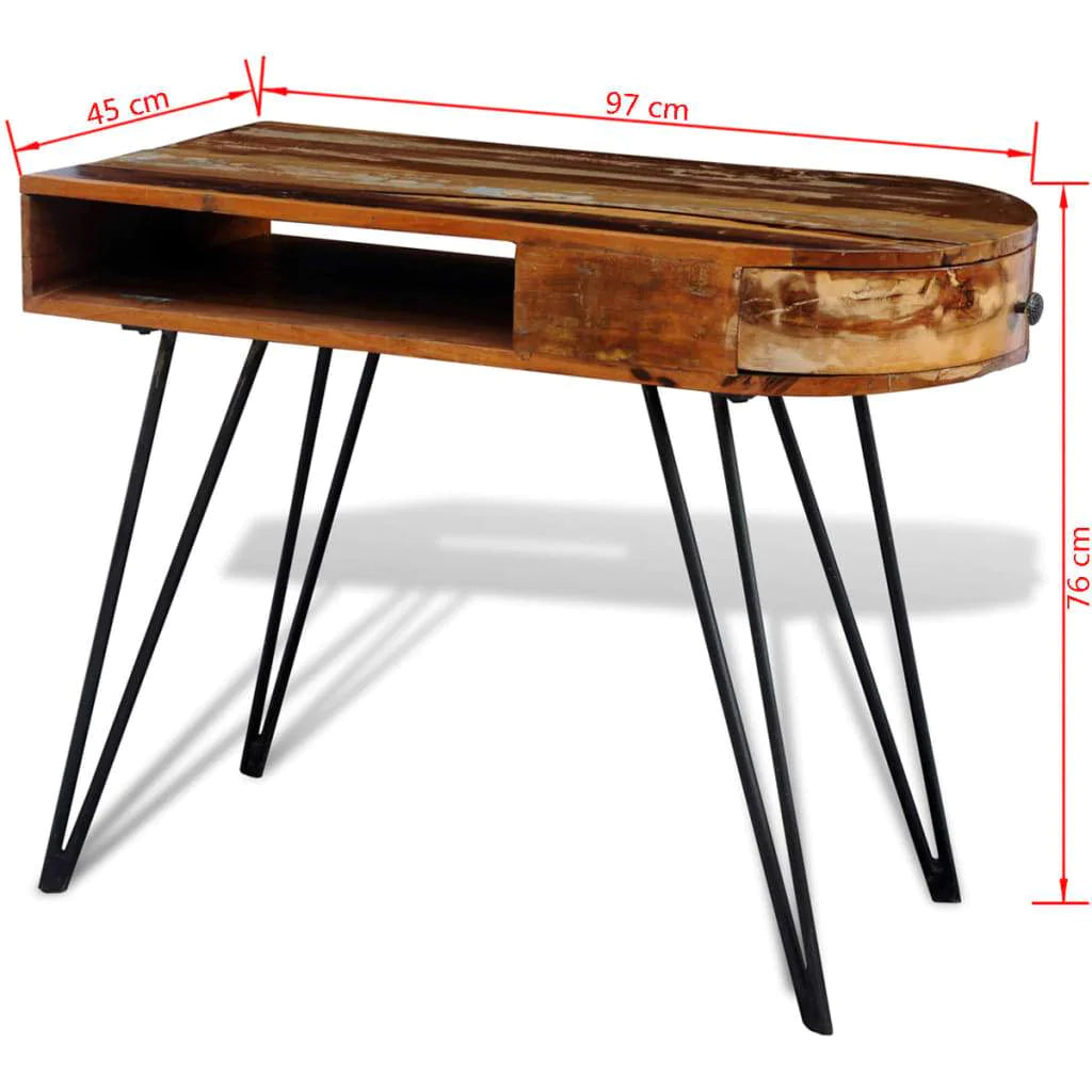 Reclaimed Solid Wood Desk With Iron Pin Legs-vidaXL-Urbanheer