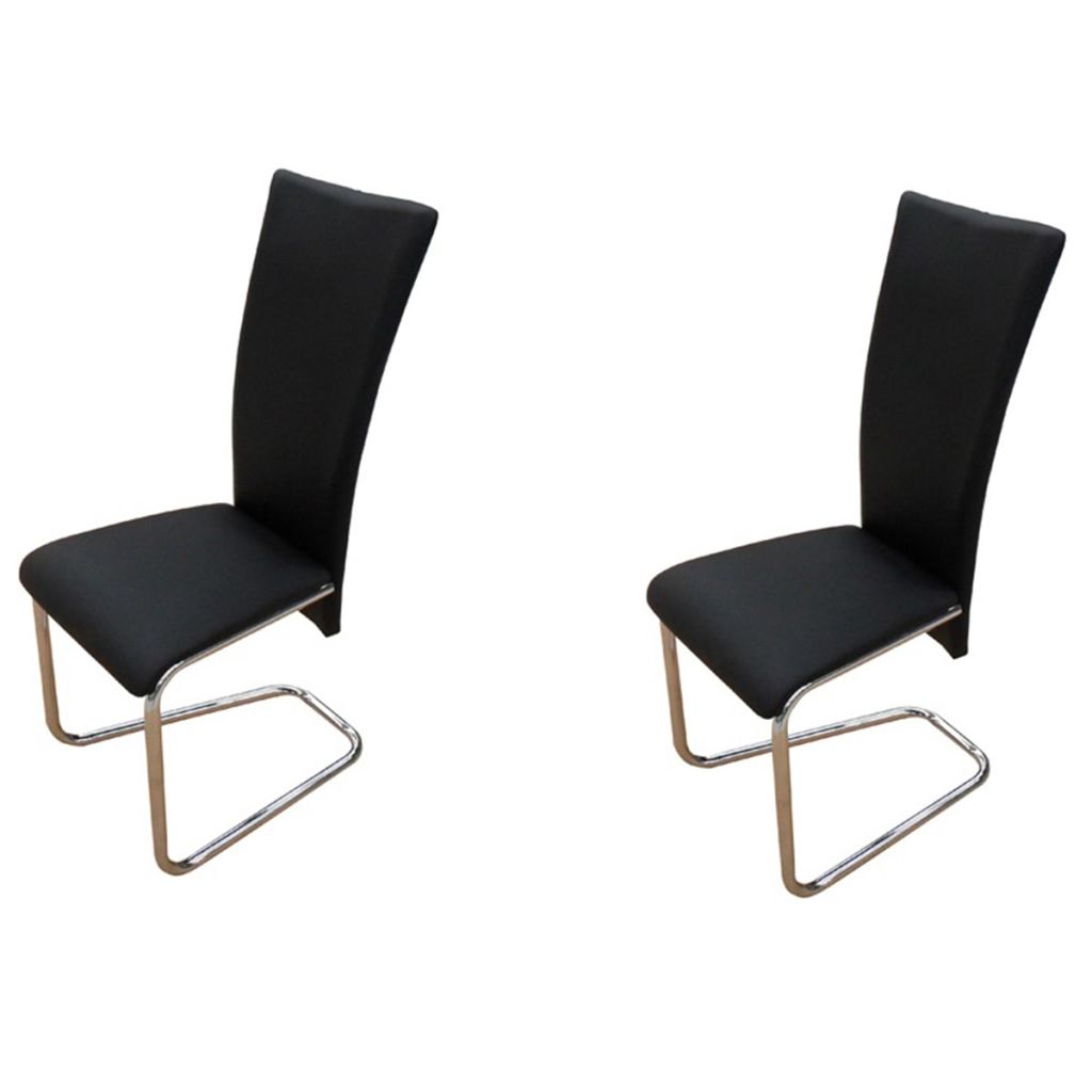 Dining Chairs 2 Pcs Black Faux Leather-vidaXL-Urbanheer