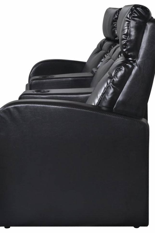 3-Seater Home Theater Recliner Sofa Black Faux Leather-vidaXL-Urbanheer